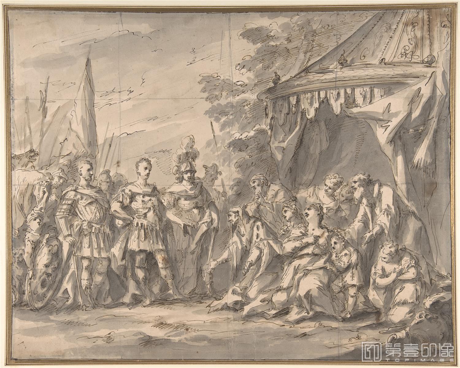 素描-美国纽约大都会美术馆素描藏画-Gaspare DizianiThe Family of Darius before Alexander-0749